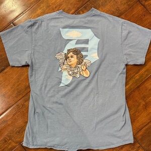 Primitive skateboarding Men’s M Blue Graphic T-Shirt with Angel Design and dice